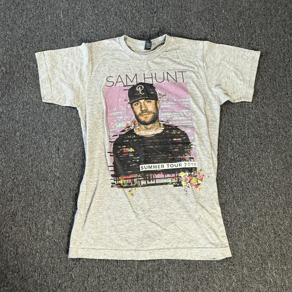 Vintage Y2k Sam Hunt Pixels Summer Tour 2016 Heather Grey Graphic T-Shirt Small